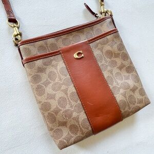 COACH Kitt Messenger Crossbody Bag In Leather CC533 Brass Tan/Rust